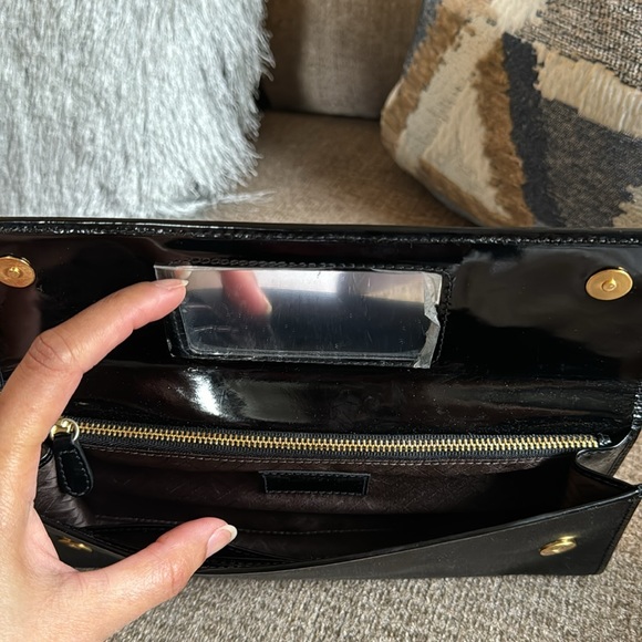 NWT Cole Haan small flap black satin clutch - Picture 4 of 8